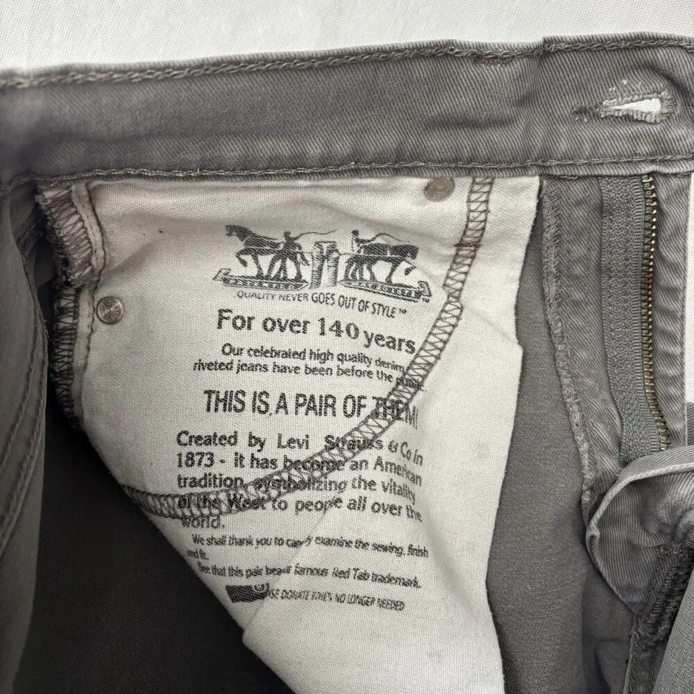 Levis 513 Jeans Mens Size 28x30 Gray Denim Straight Leg Levi’s Stretch Casual